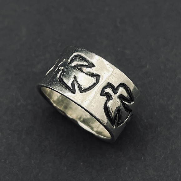 Taxco Bird Ring Size 7 Wide Band Eagle 3 Signed SJB - Picture 3 of 10